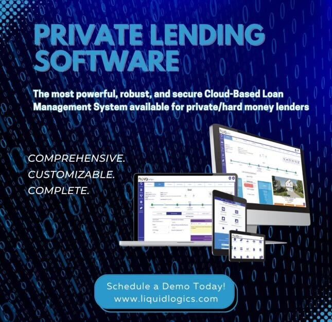 Liquid Logics loan management software on a laptop