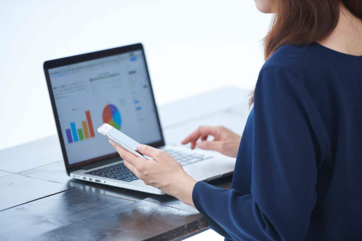 Loan officer reviewing portfolio analytics on a laptop